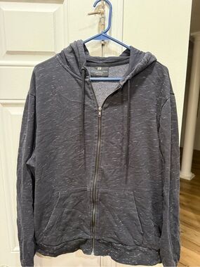 H&M Men's Dark Charcoal Heather Zip-Up Hoodie